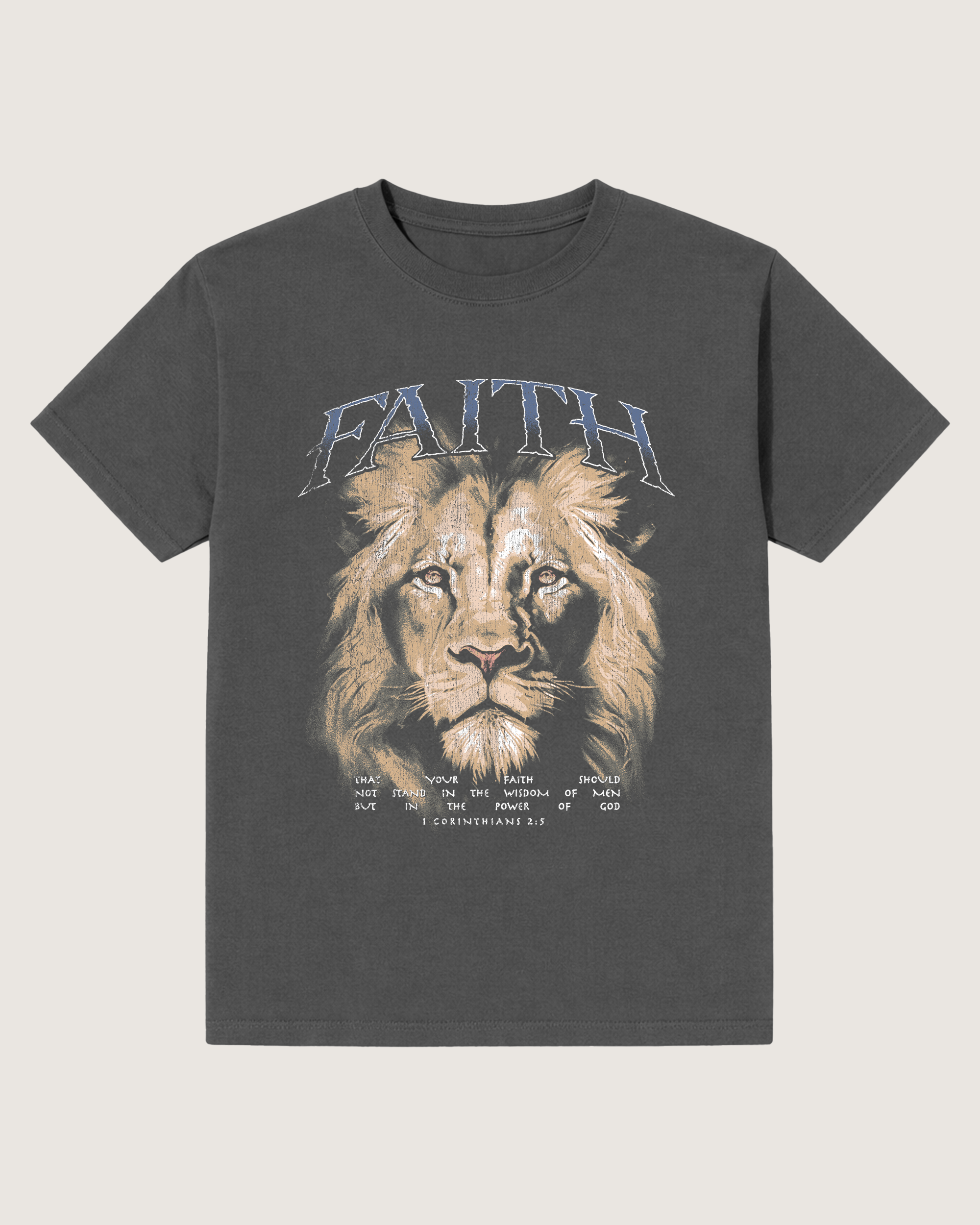 Lion Faith T-Shirt: Dark Grey